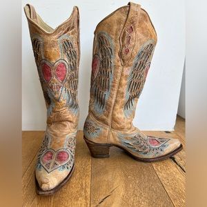 Corral Heart and Wings Snip Toe Cowboy Boots